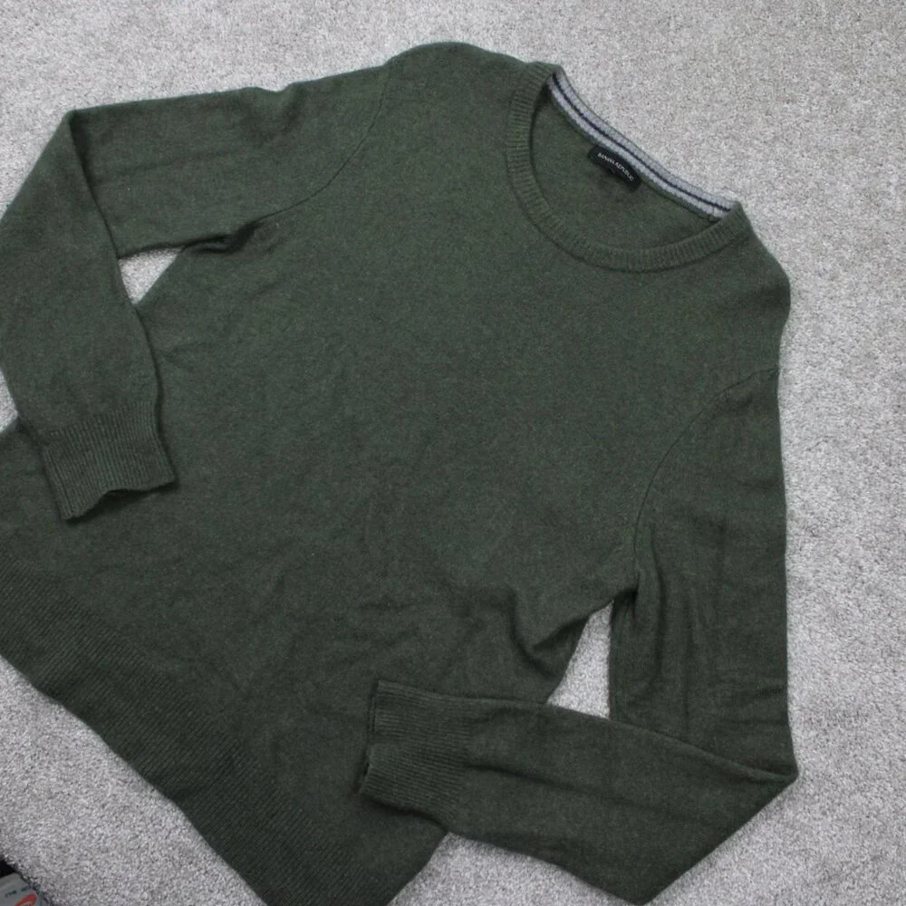 Banana‎ Republic Sweater Mens XL Green Merino Extra Fine Wool Blend L/S Pullover